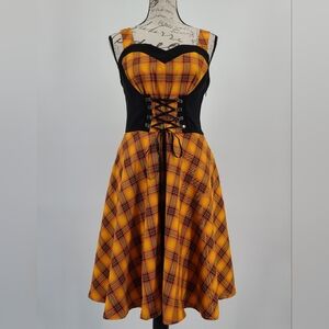 Orchid Bloom Plaid Corset Dress